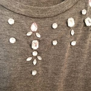 Grey tee with crystal embellishment